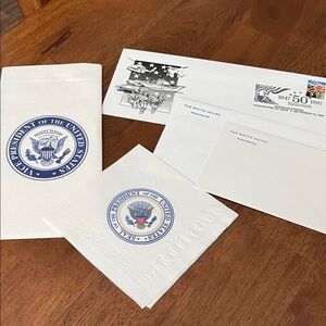 Vintage White House President and Vice President Napkins Stationery Collectibles